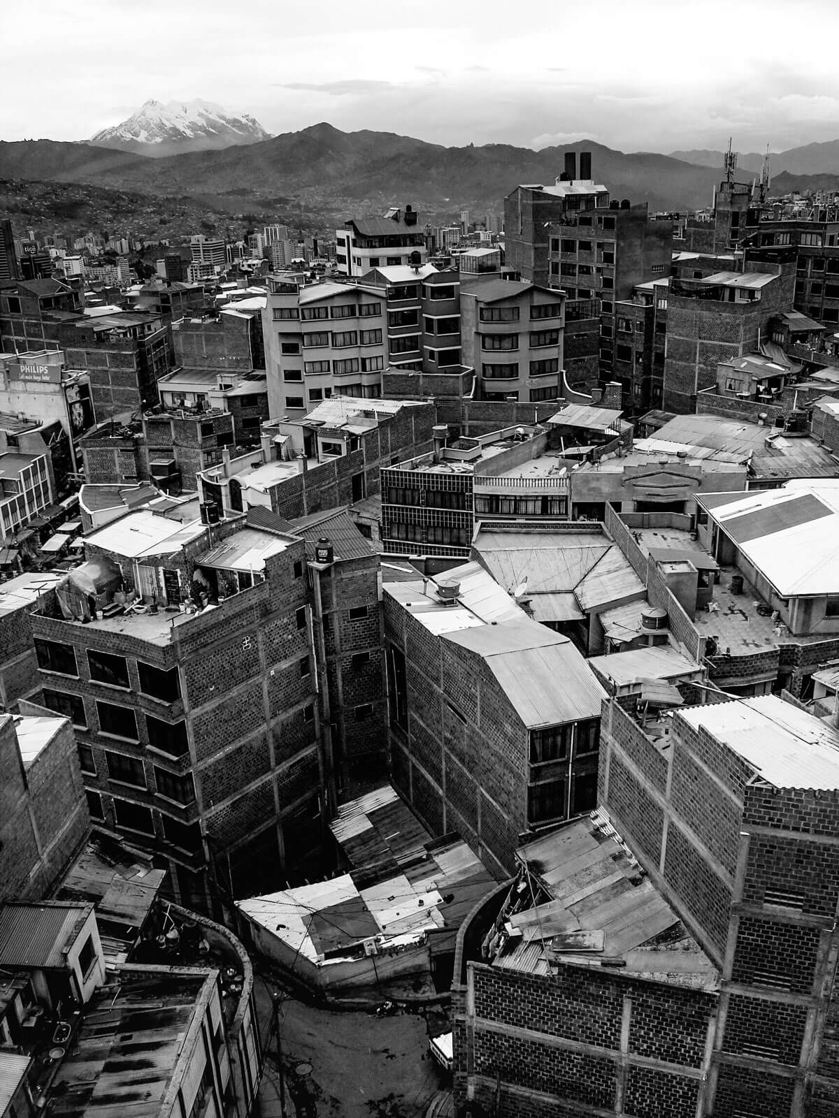 The Illimani looking at the city, La Paz, Bolivia